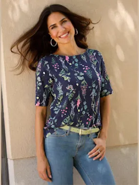 T-shirt à encolure ronde motif floral