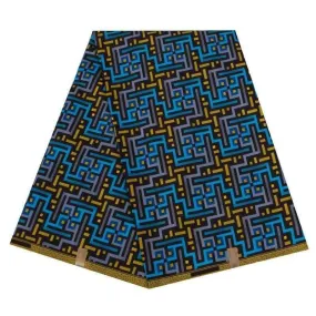 Tissu Wax Bleu Jaune